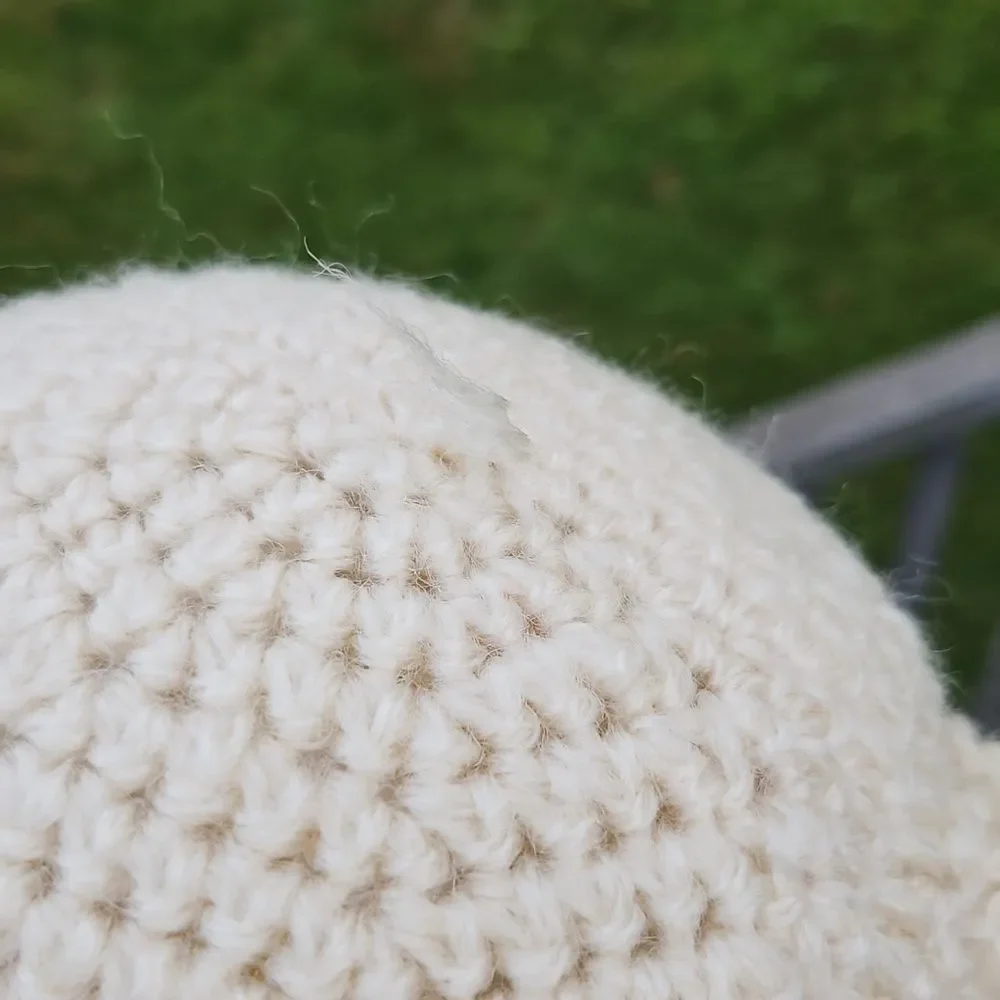 Vintage Cream Crochet Bucket Hat | Handmade Acrylic Cable Knit Style - Picture 7 of 7
